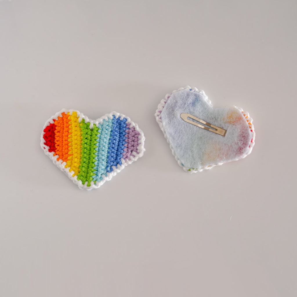 Handmade Knitted Rainbow Hair Clip Heart Hair Clip