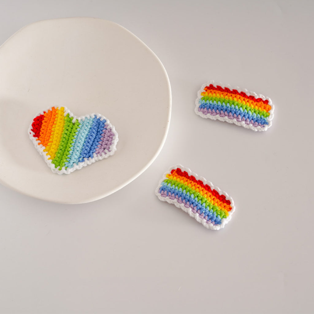 Handmade Knitted Rainbow Hair Clip Heart Hair Clip