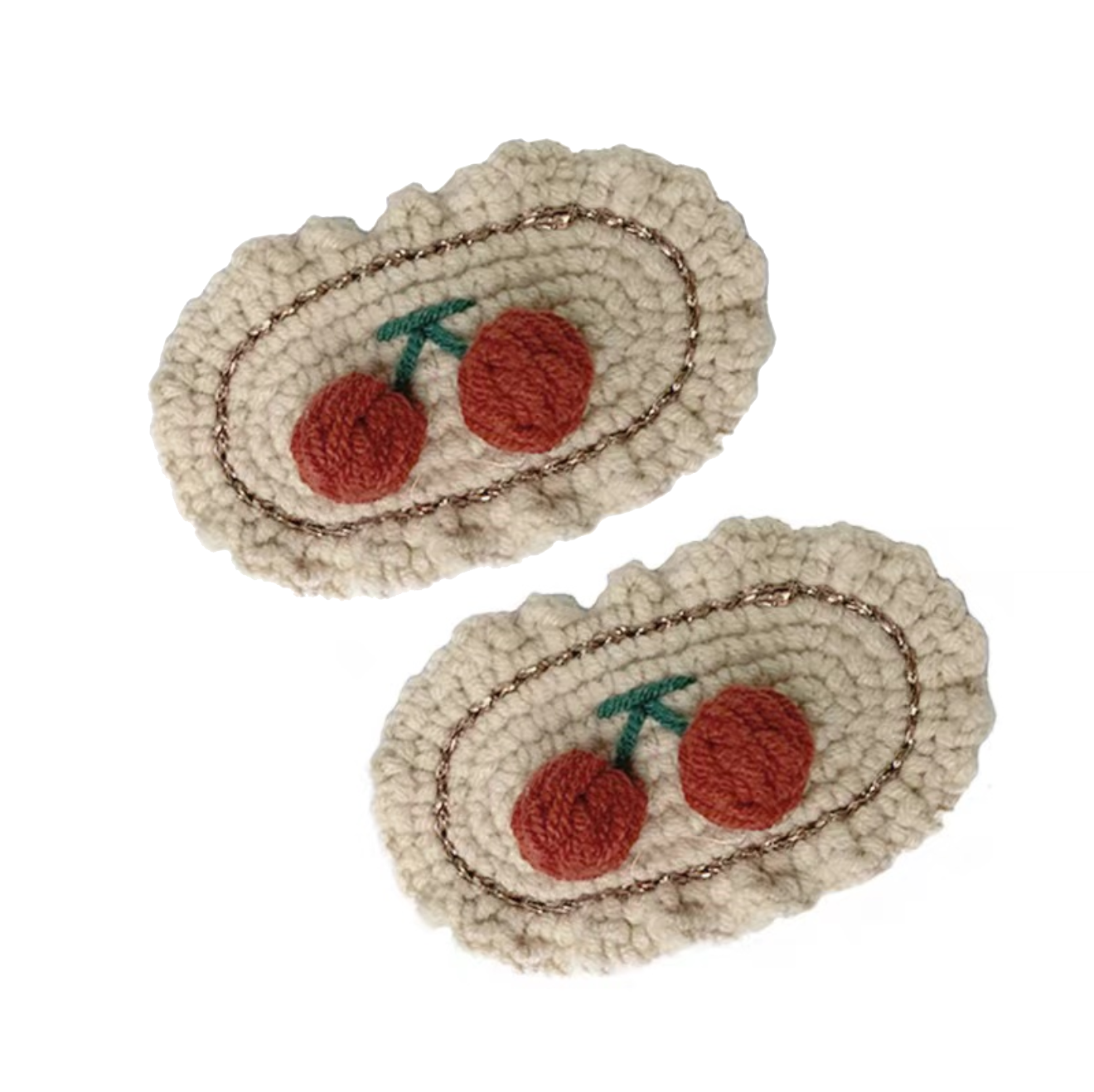 handmade crochet cherry hair clips