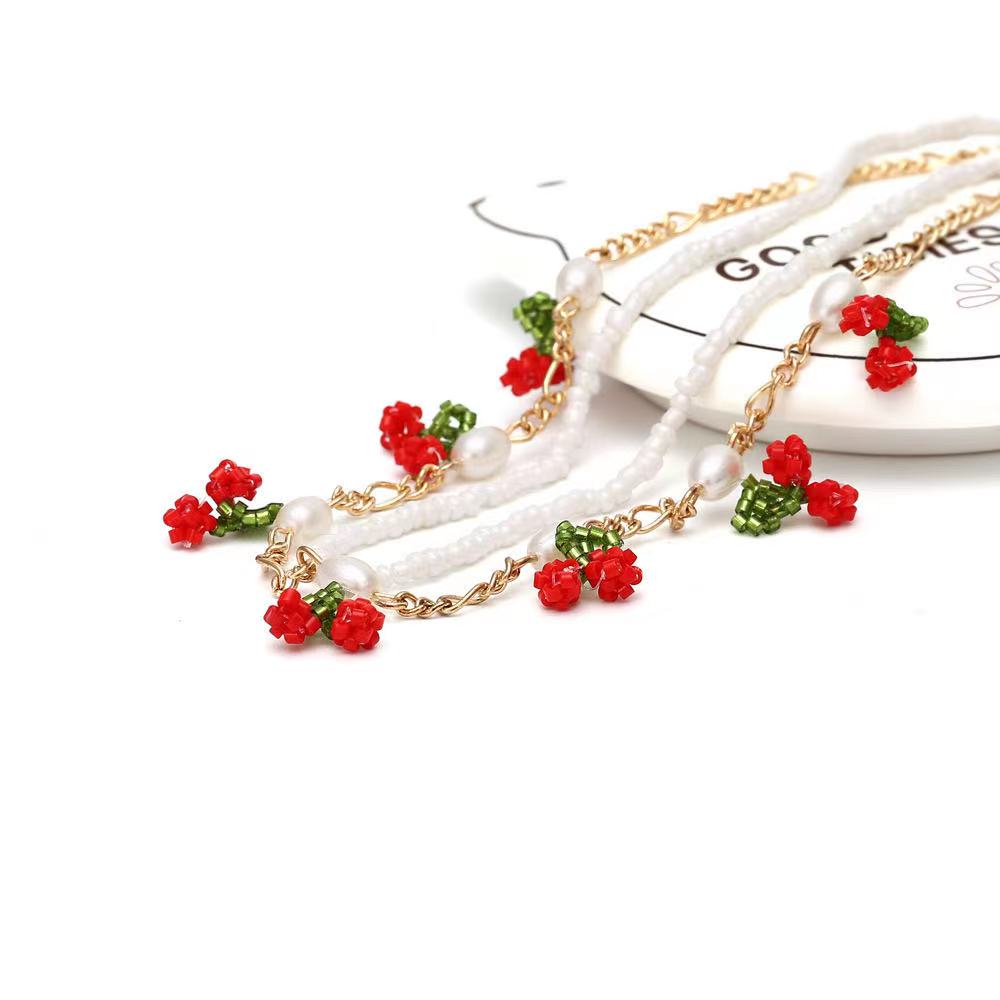 Cherry Pearl Necklace Set