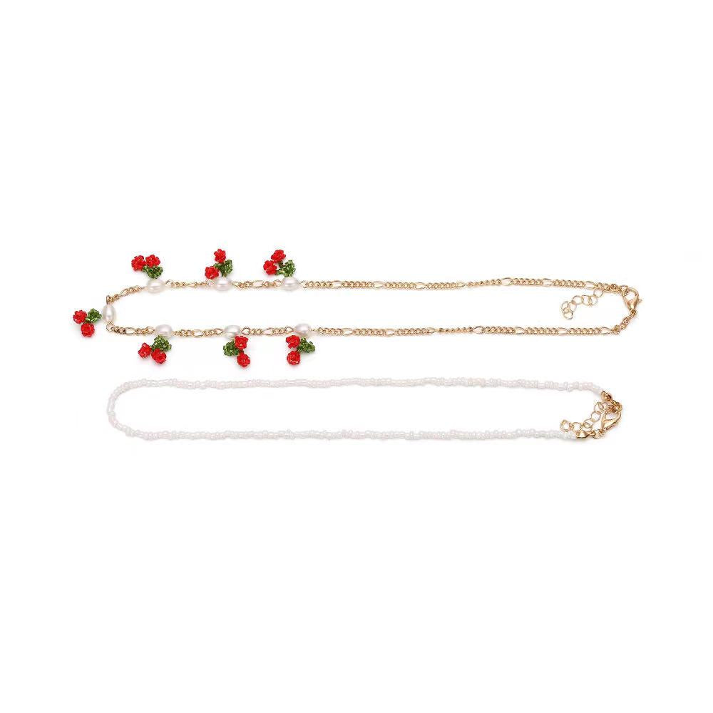 Cherry Pearl Necklace Set