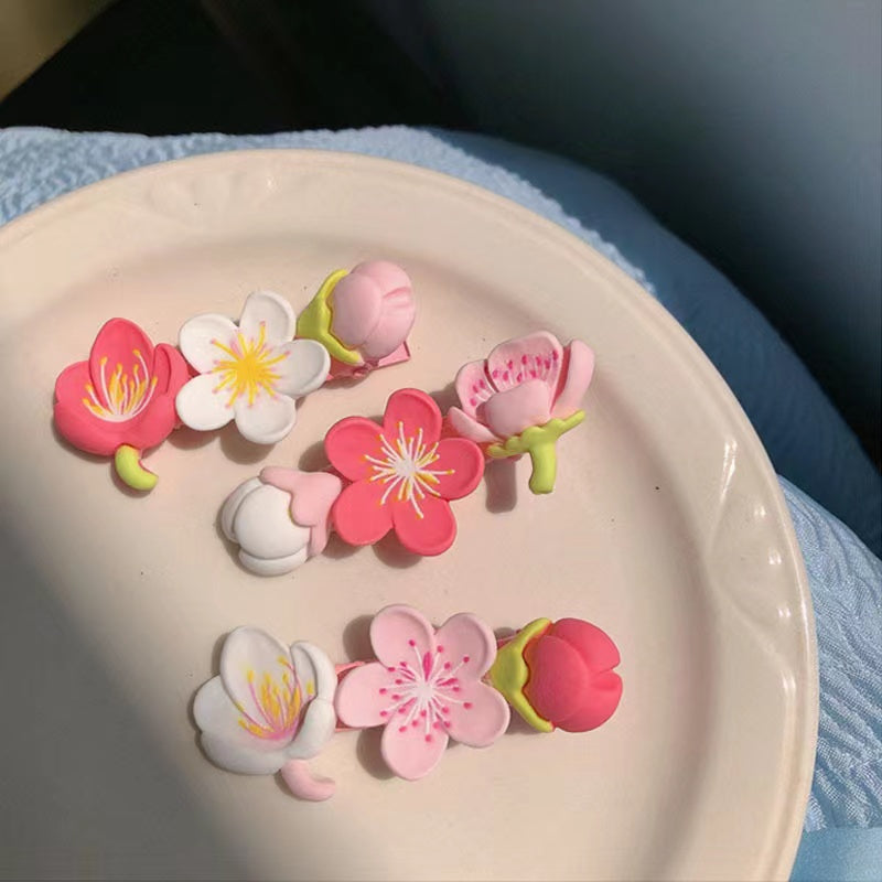 handmade peach blossom Clip